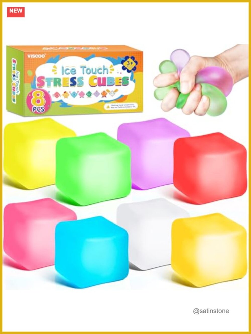 8 Pack Stress Cubes Fidget Toy Set Non-Toxic TPR Anxiety Relief Sensory